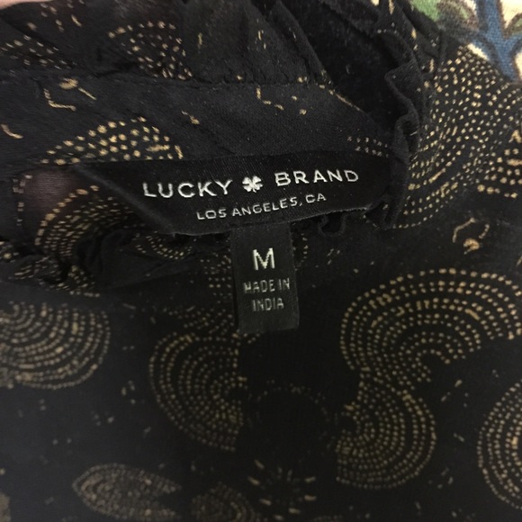 • Lucky Brand • sheer print ruffle high neck top - Picture 6 of 8